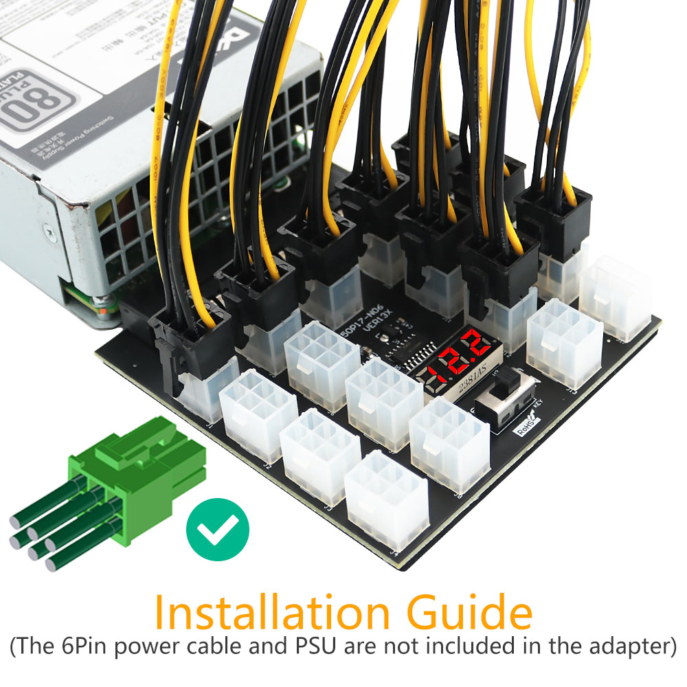 PCI-E 12V 50Pin to ATX 17 x 6P - 2000W Atx Mining Power Supply 评论和价格