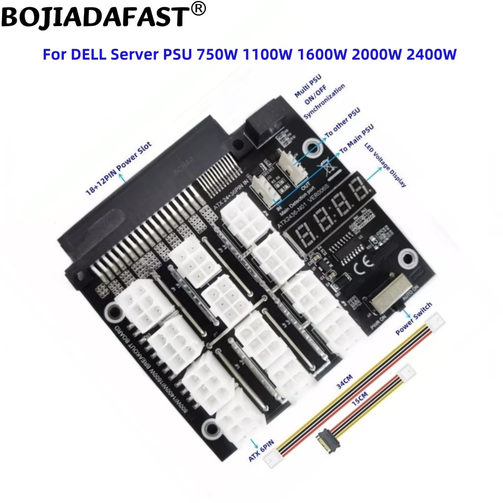 12 Ports PCIE 6Pin Connector S - 2400W Server Psu Breakout Board 评论和价格